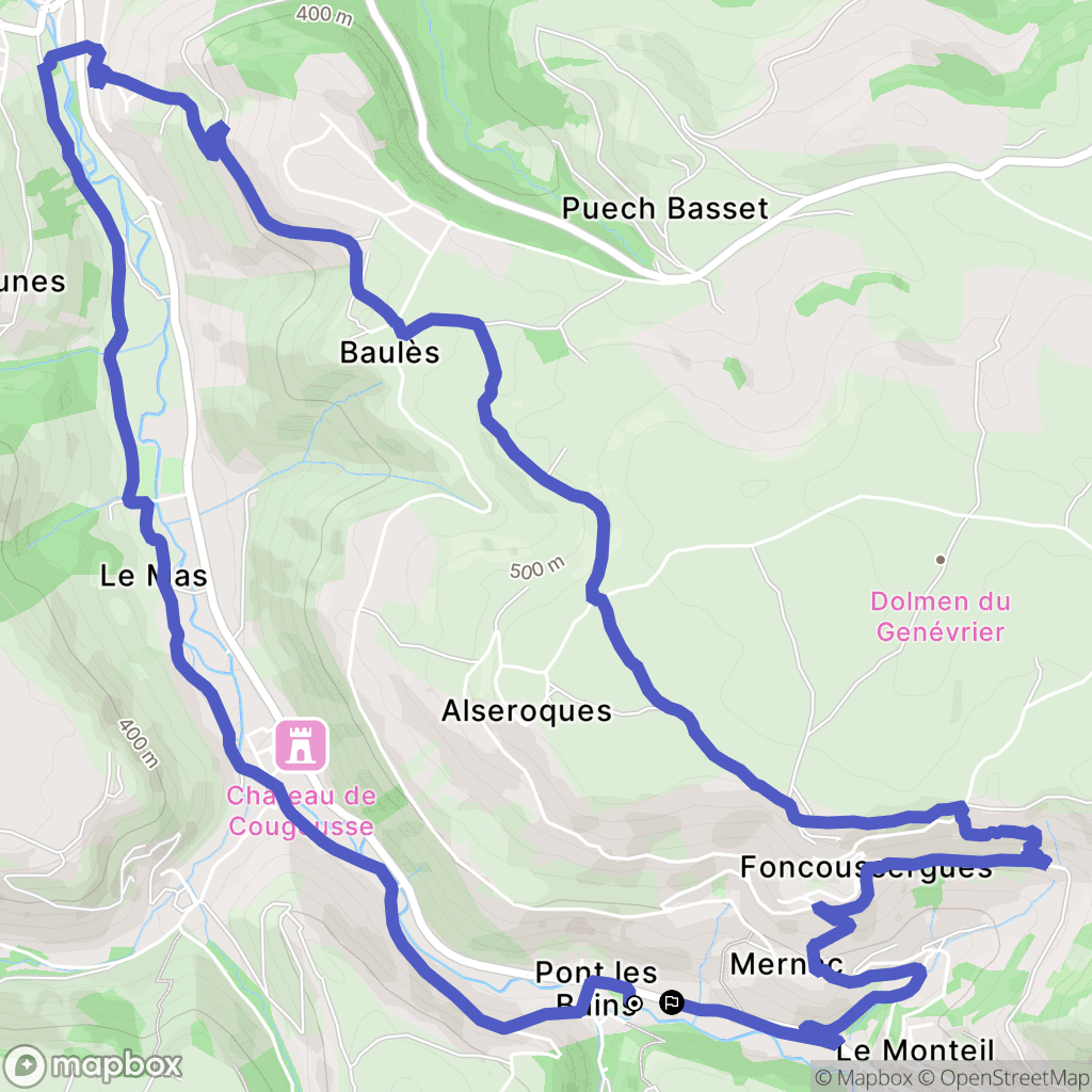 Salles-la-Source : carte du parcours de randonnée - France
