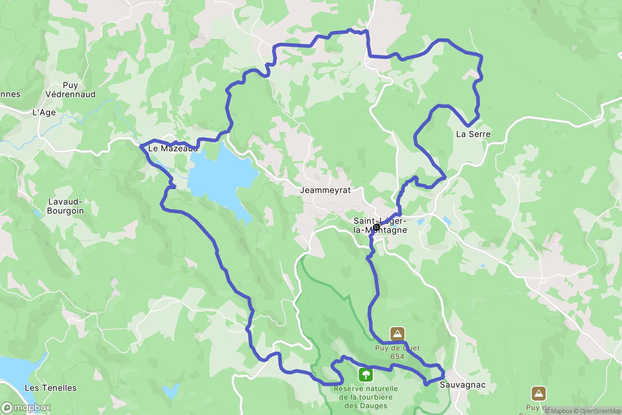 Saint-Léger-la-Montagne : carte du parcours de randonnée - France