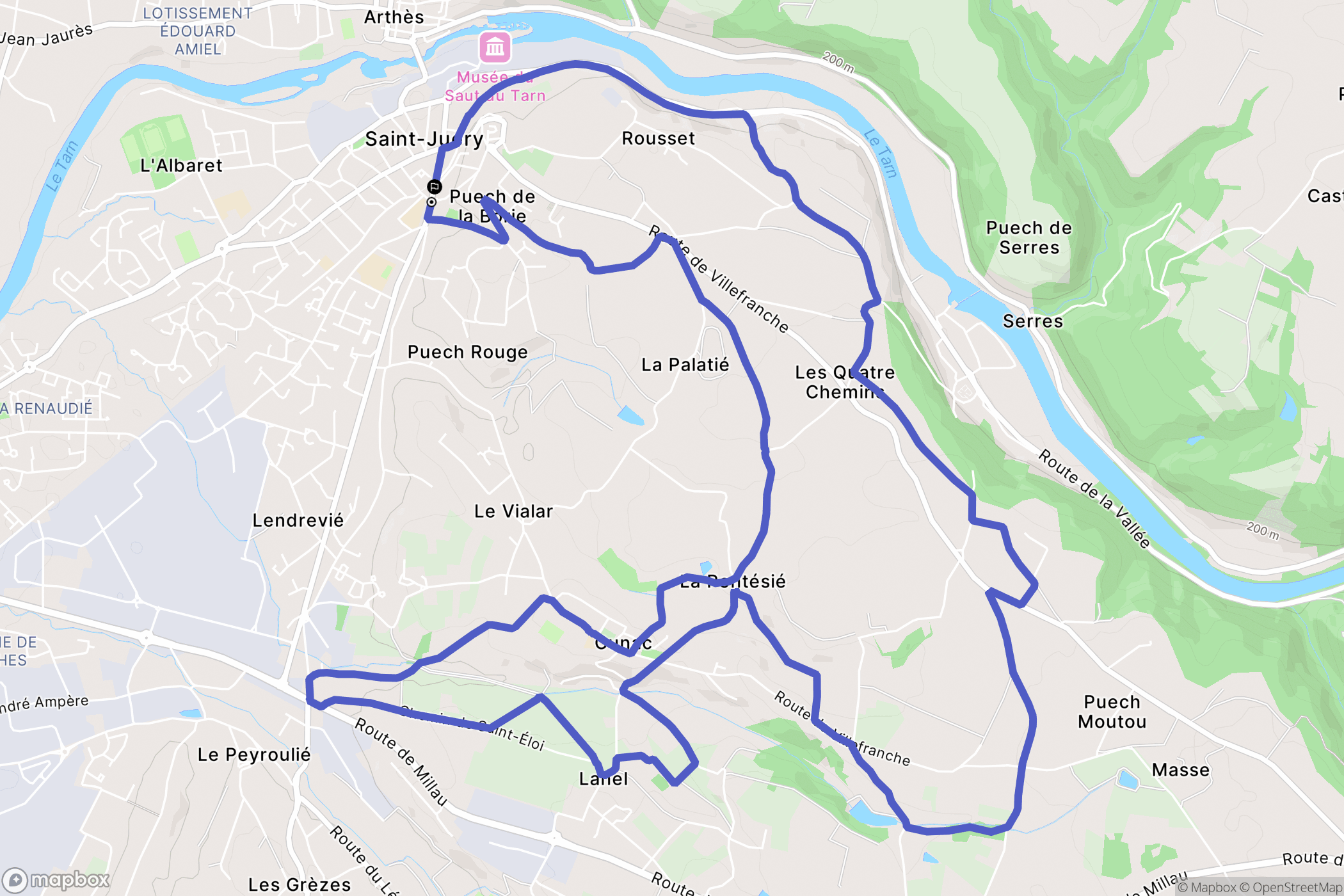 Saint-Juéry : carte du parcours de randonnée - France