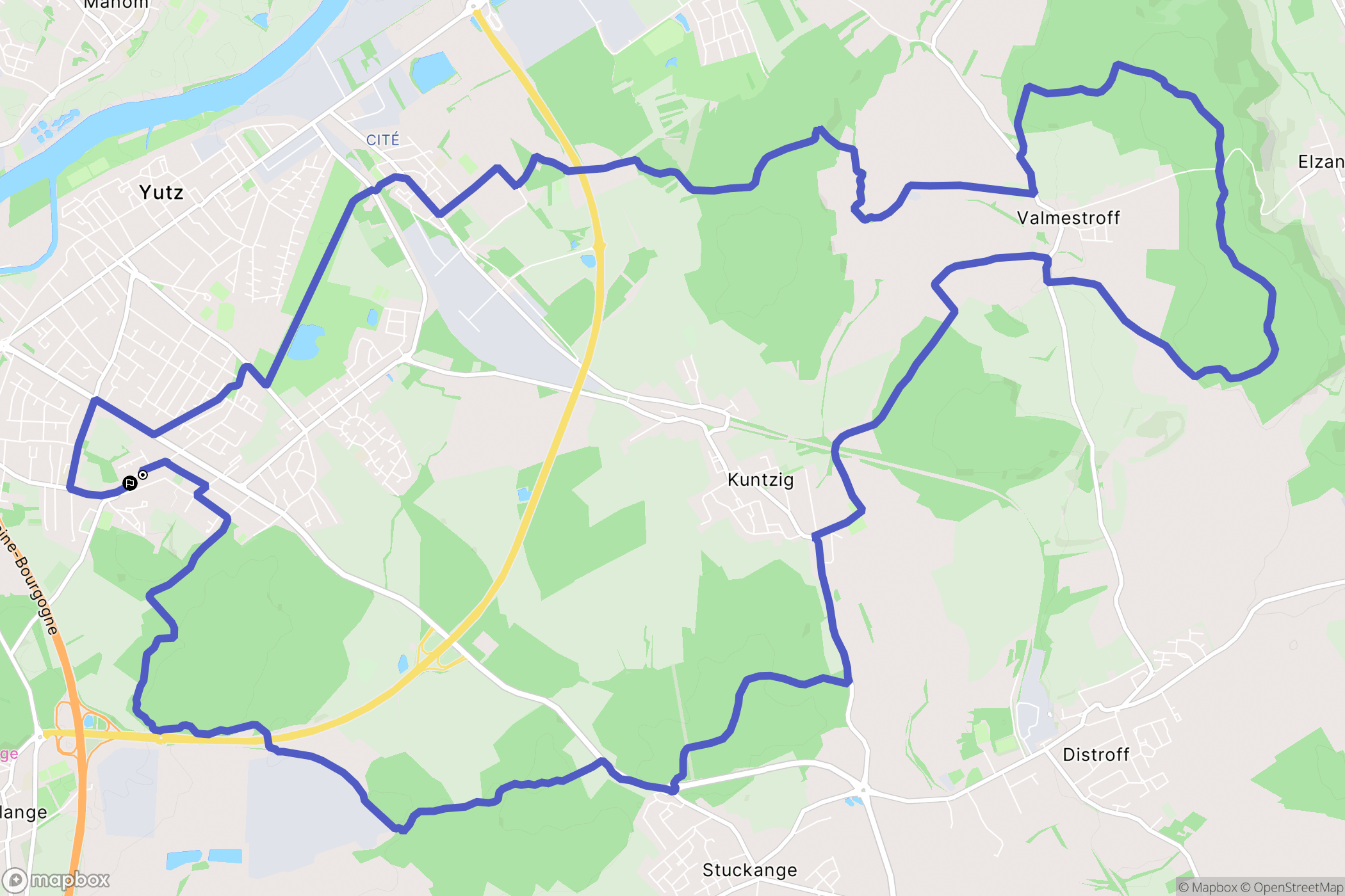 Yutz : carte du parcours de randonnée - France