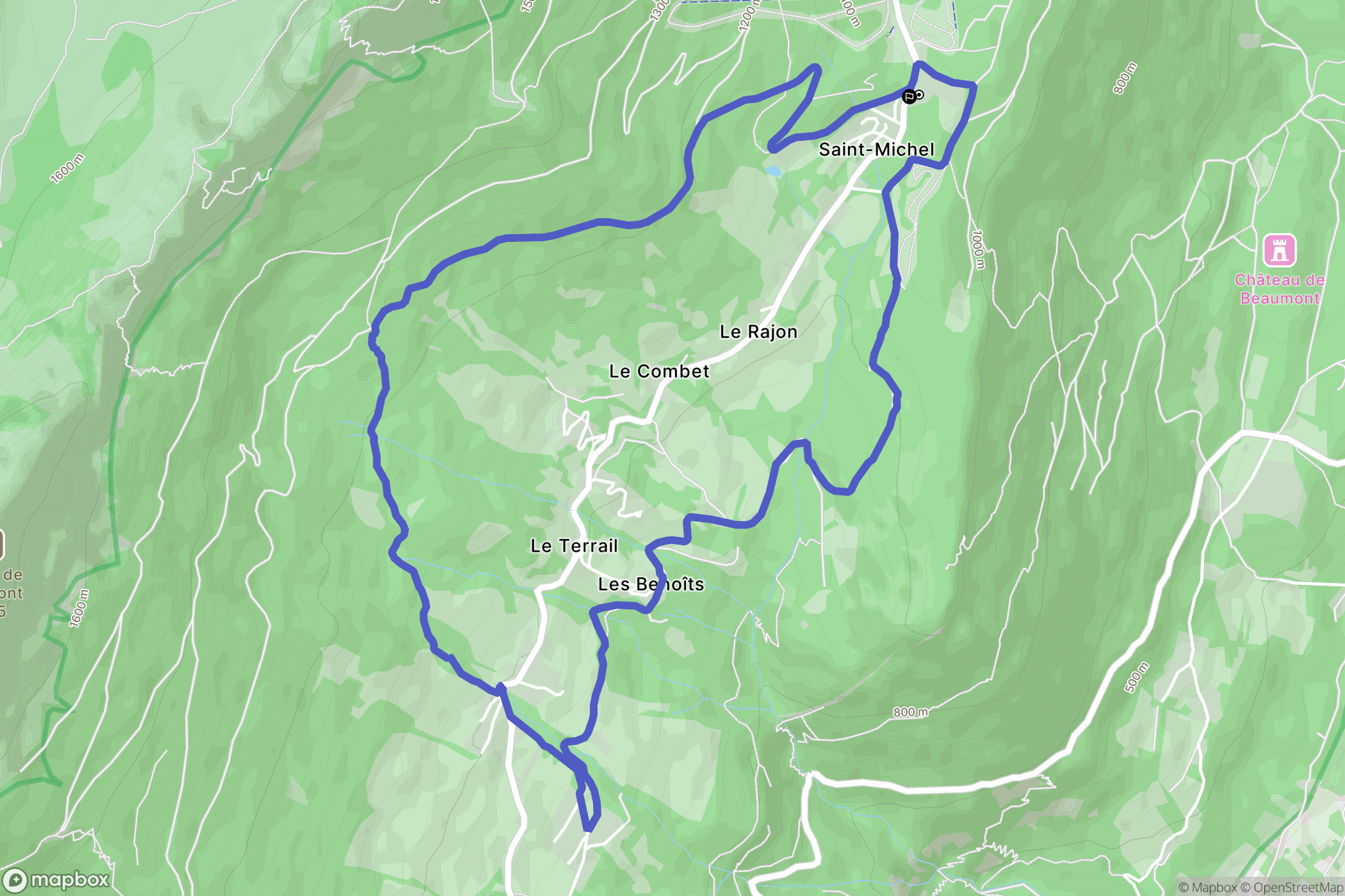 Plateau-des-Petites-Roches : carte du parcours de randonnée - France