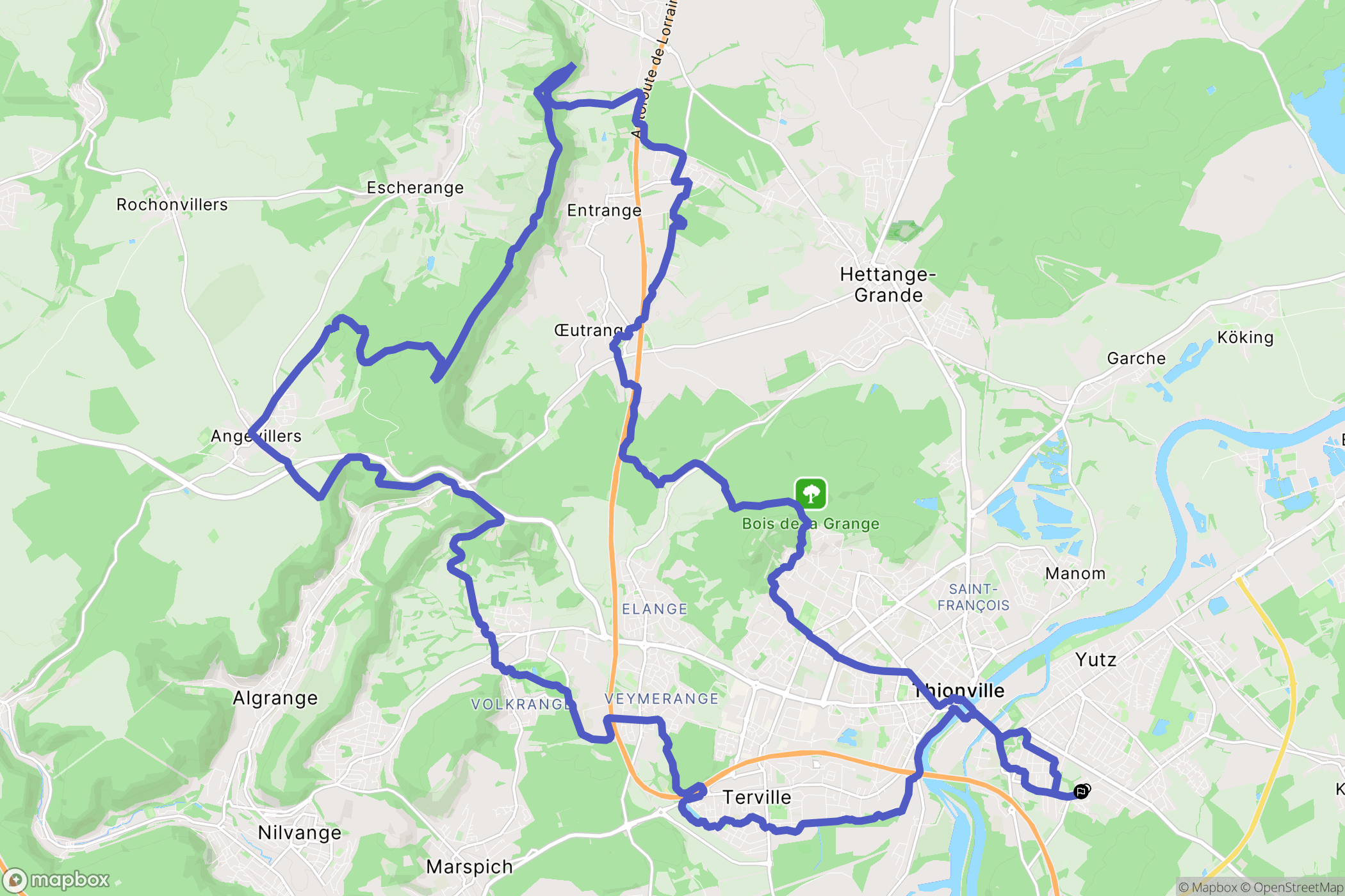 Yutz : carte du parcours de randonnée - France