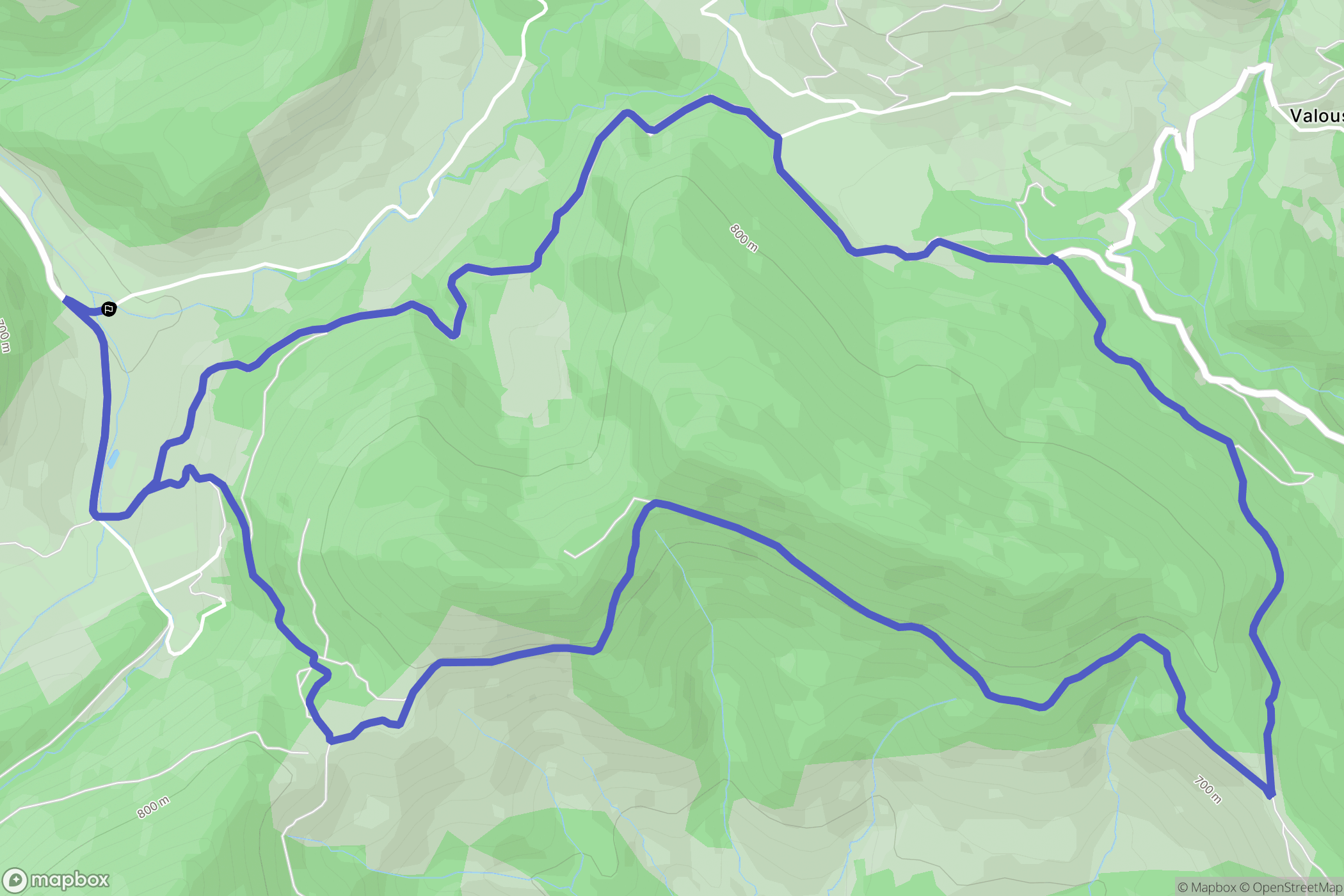 Teyssières : carte du parcours de randonnée - France