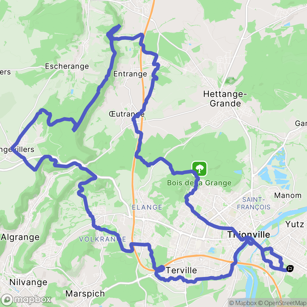 Yutz : carte du parcours de randonnée - France