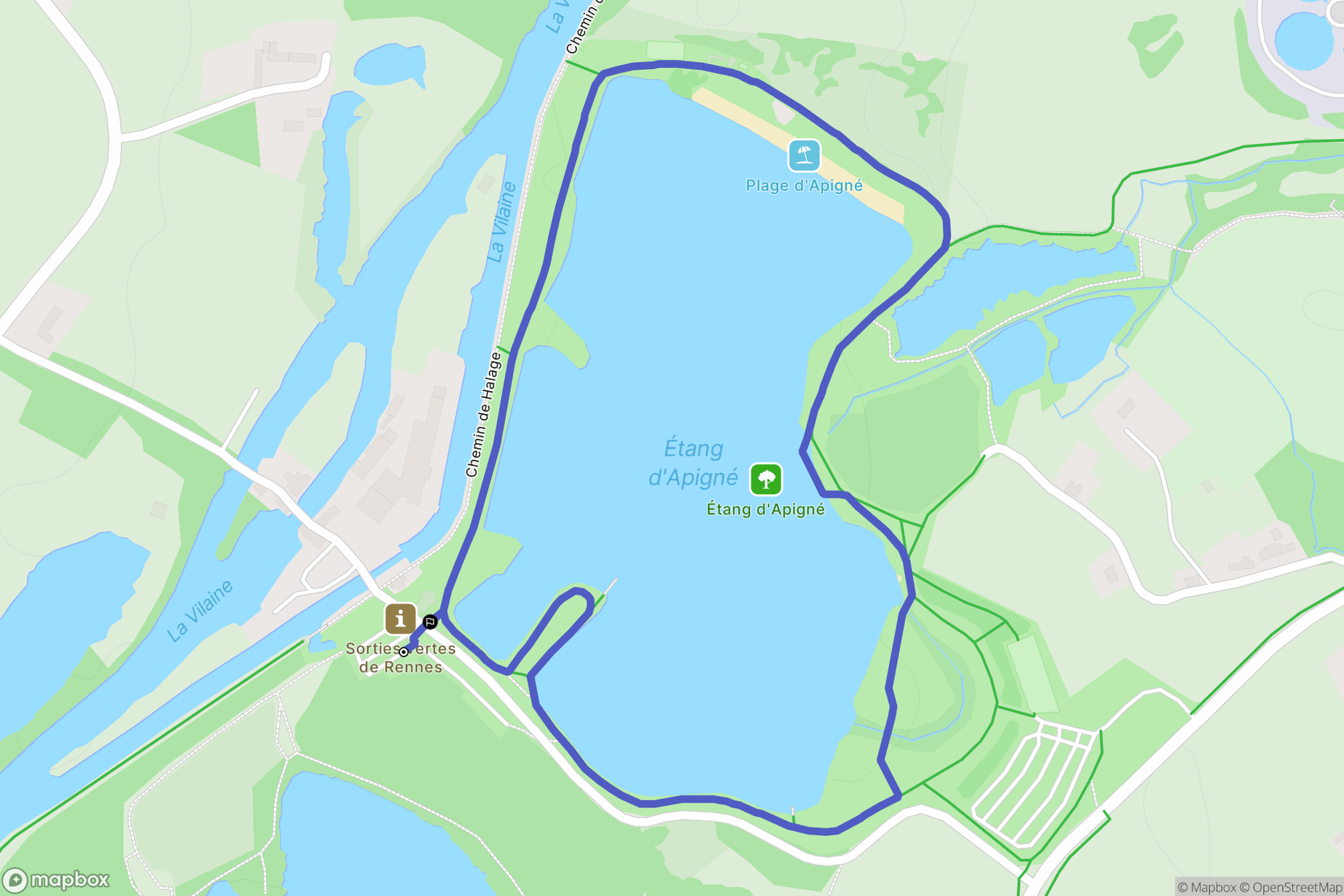 Rennes : carte du parcours de randonnée - France