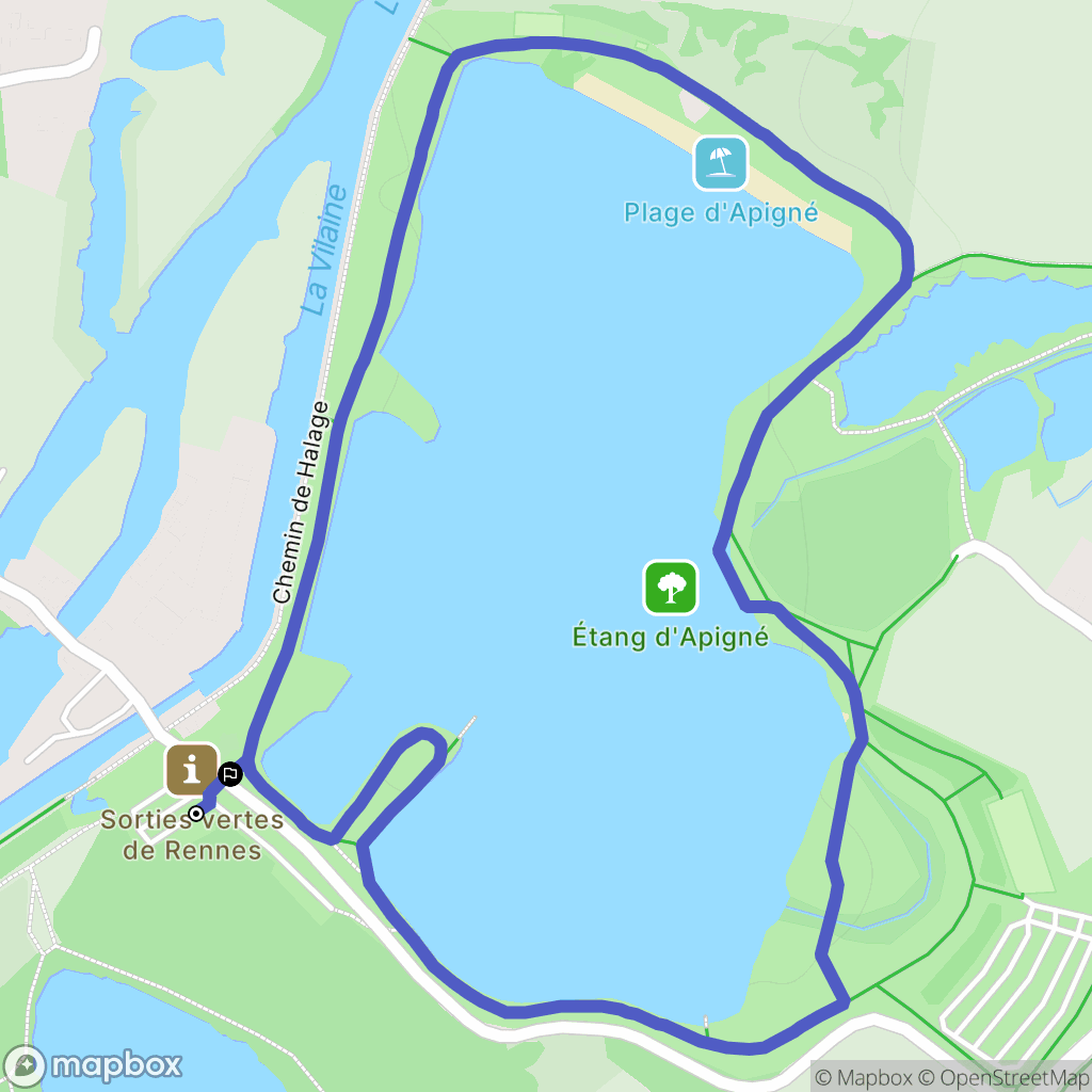 Rennes : carte du parcours de randonnée - France