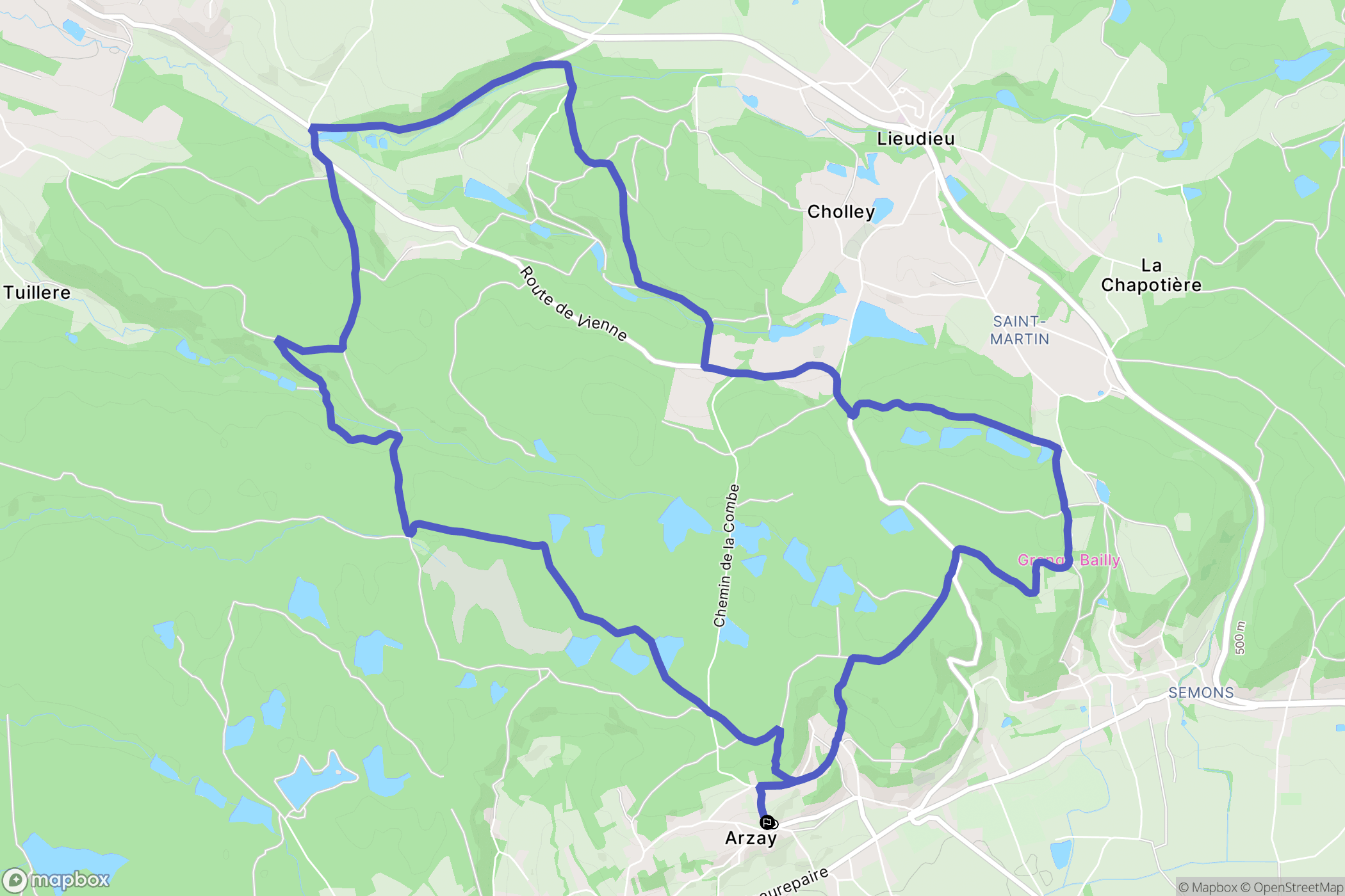Porte-des-Bonnevaux : carte du parcours de randonnée - France