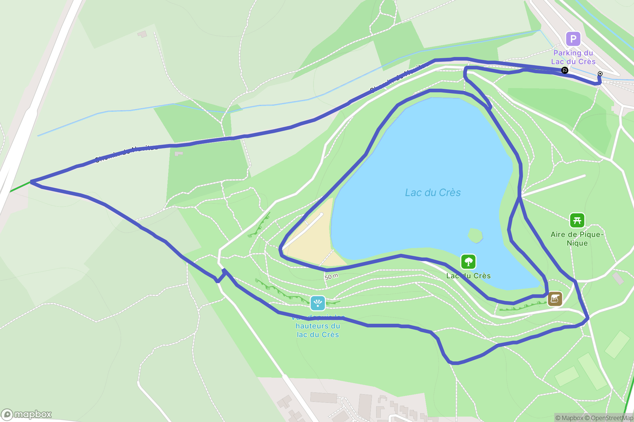 Le Crès : carte du parcours de randonnée - France