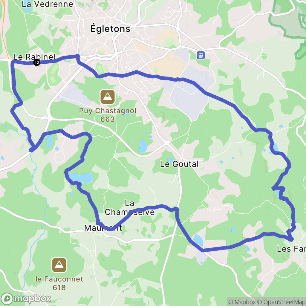 Égletons : carte du parcours de randonnée - France