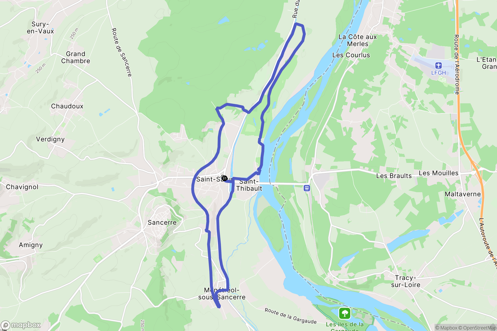 Saint-Satur : carte du parcours de randonnée - France