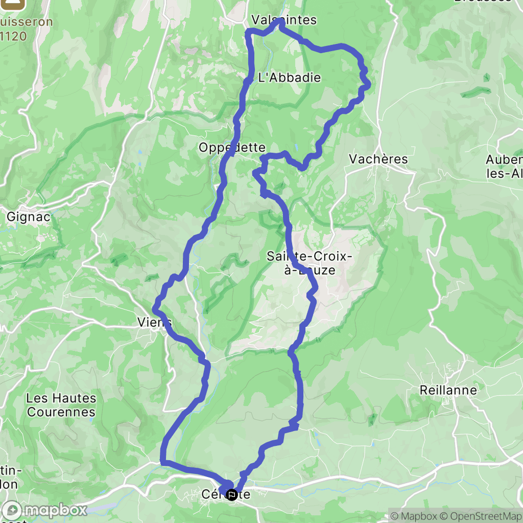 Céreste : carte du parcours de randonnée - France