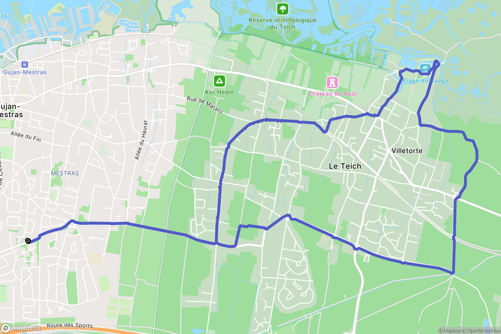 Gujan-Mestras : carte du parcours de randonnée - France