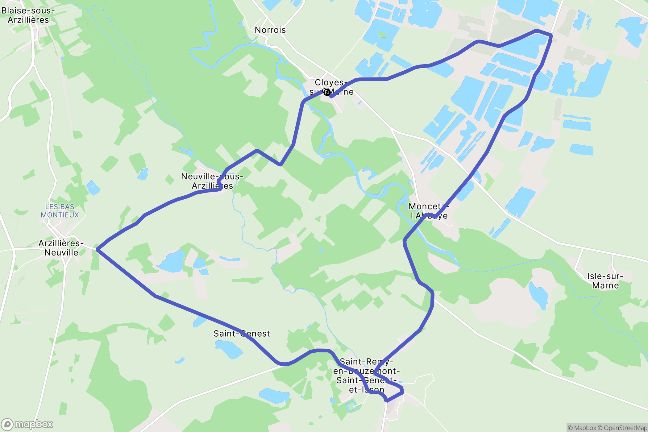 Cloyes-sur-Marne : carte du parcours de randonnée - France