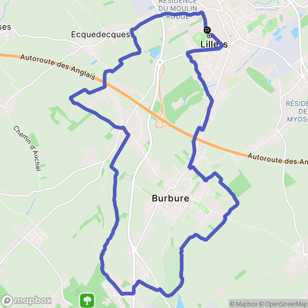 Lillers : carte du parcours de randonnée - France