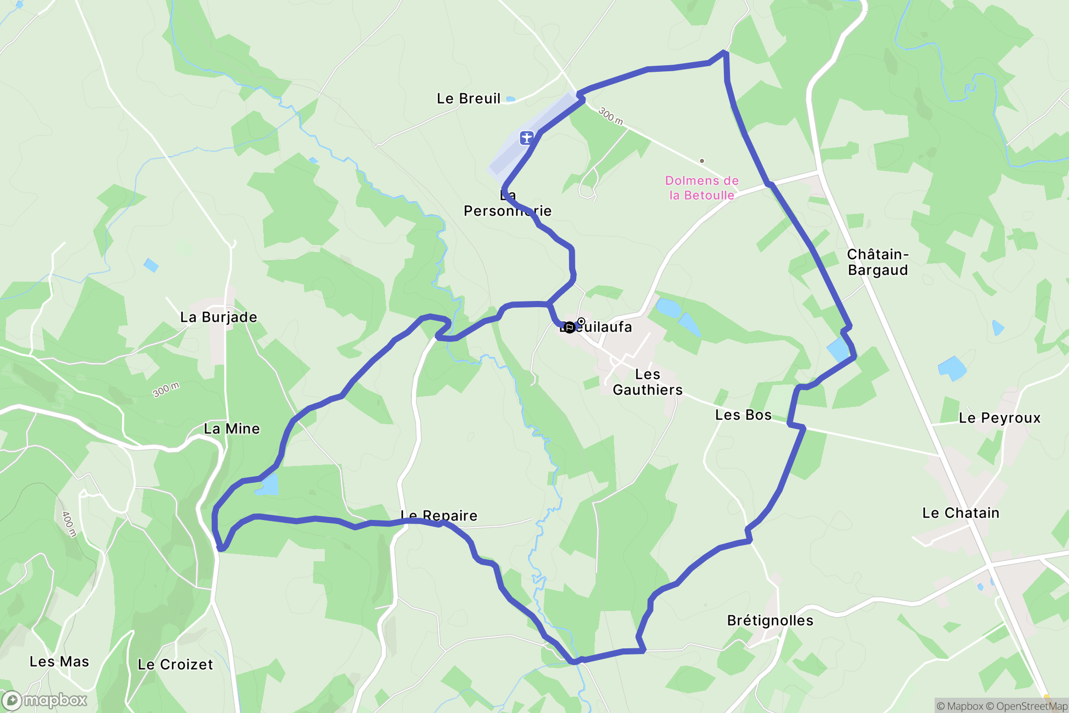 Breuilaufa : carte du parcours de randonnée - France