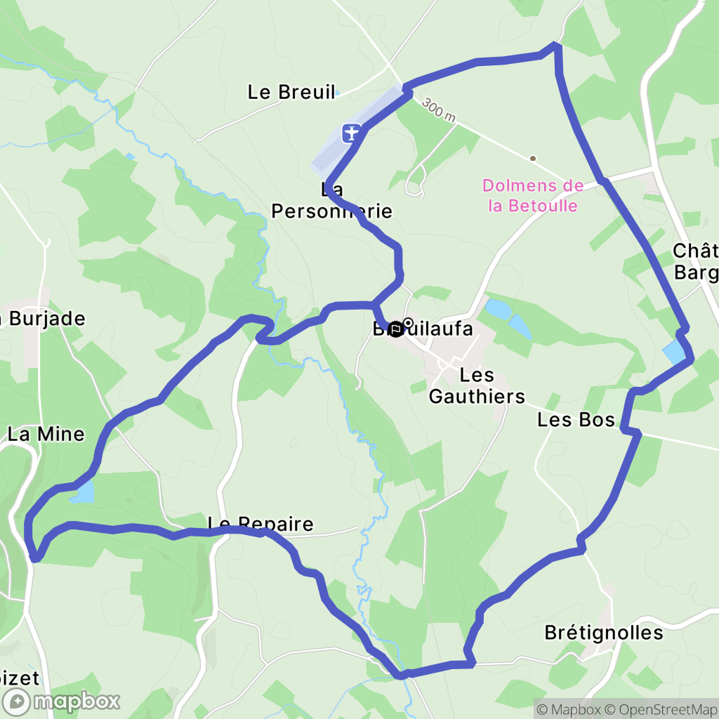 Breuilaufa : carte du parcours de randonnée - France