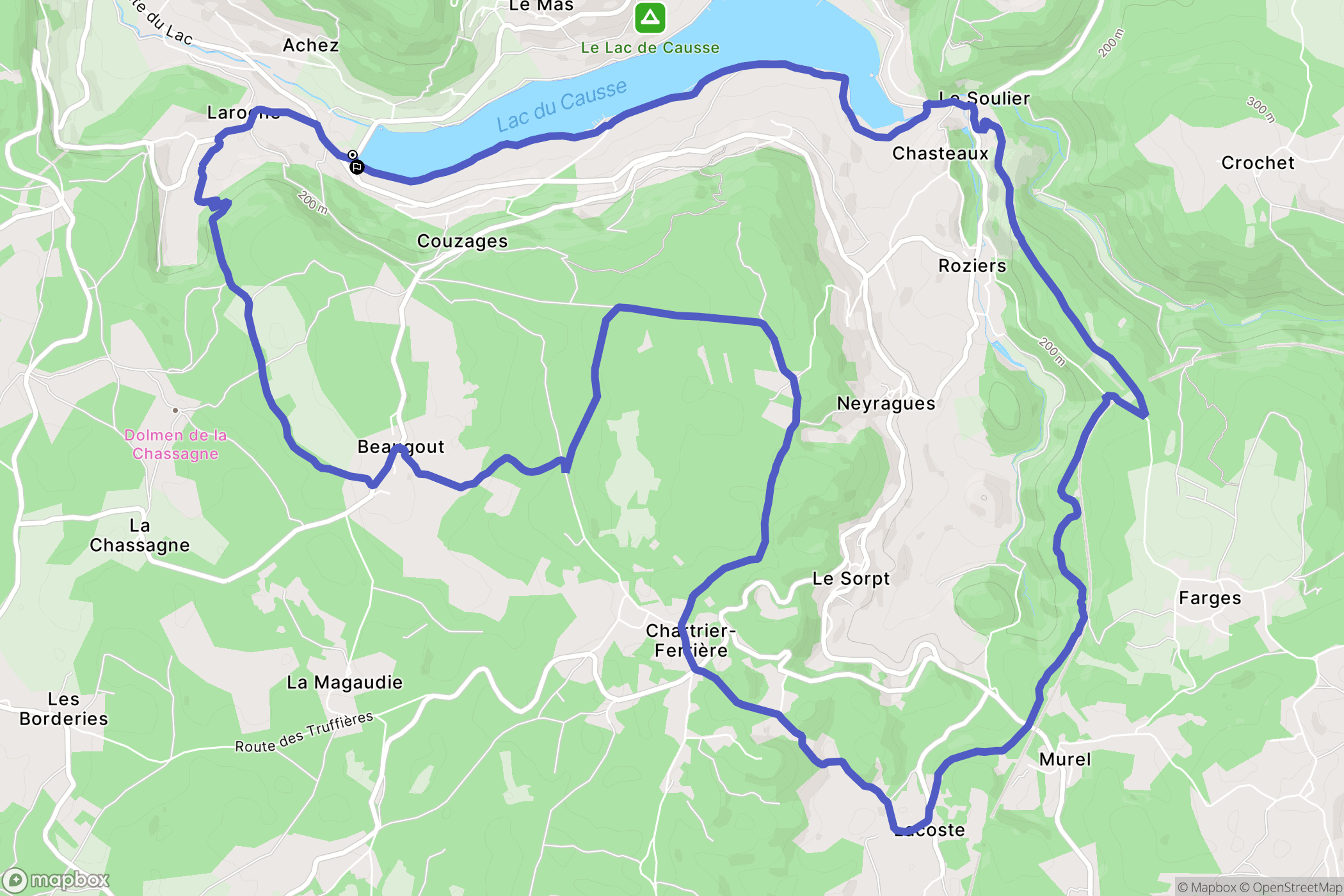 Saint-Cernin-de-Larche : carte du parcours de randonnée - France