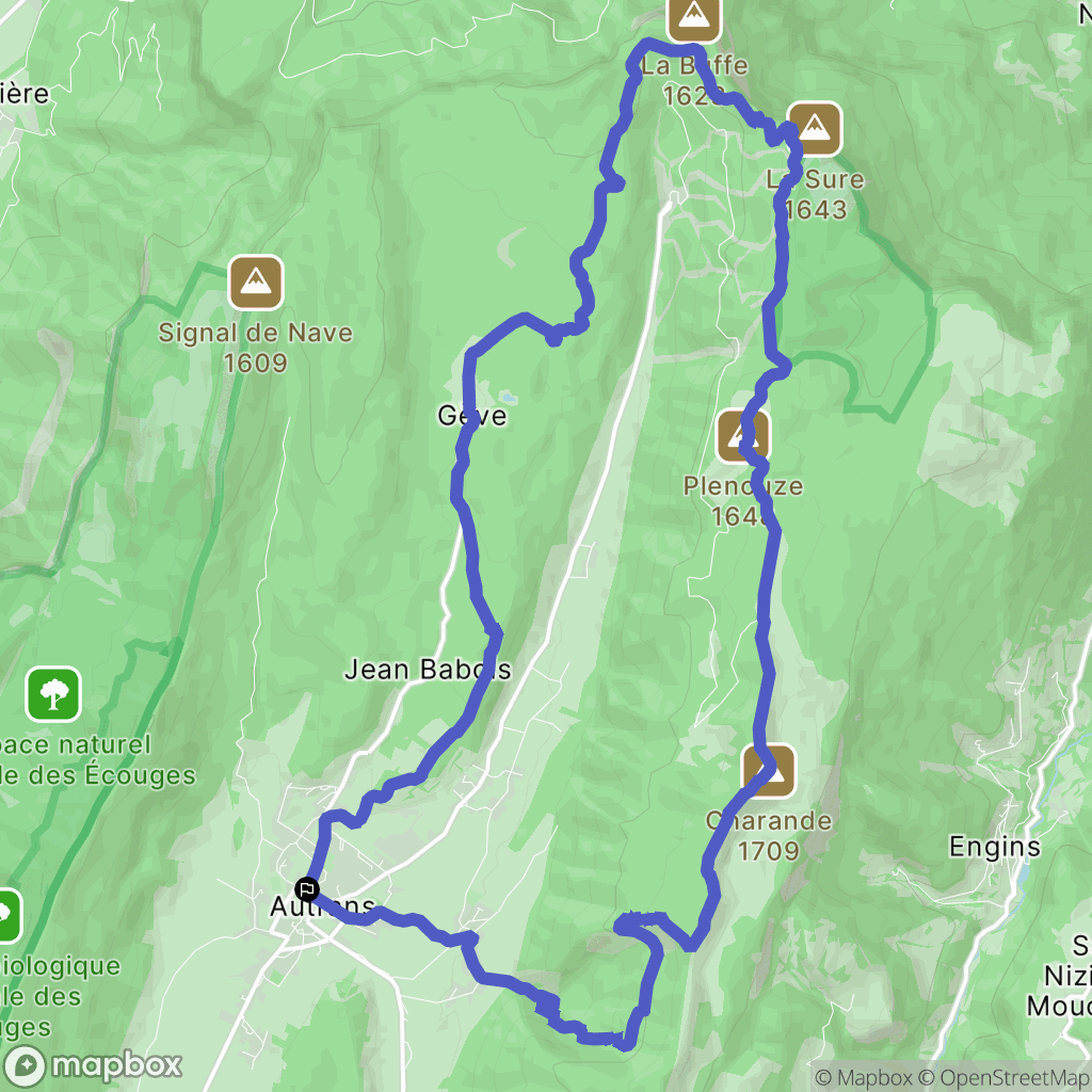 Autrans-Méaudre en Vercors : carte du parcours de randonnée - France