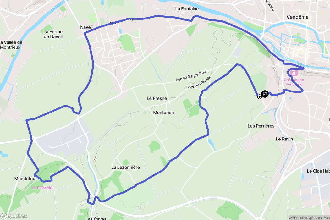 Vendôme : carte du parcours de randonnée - France