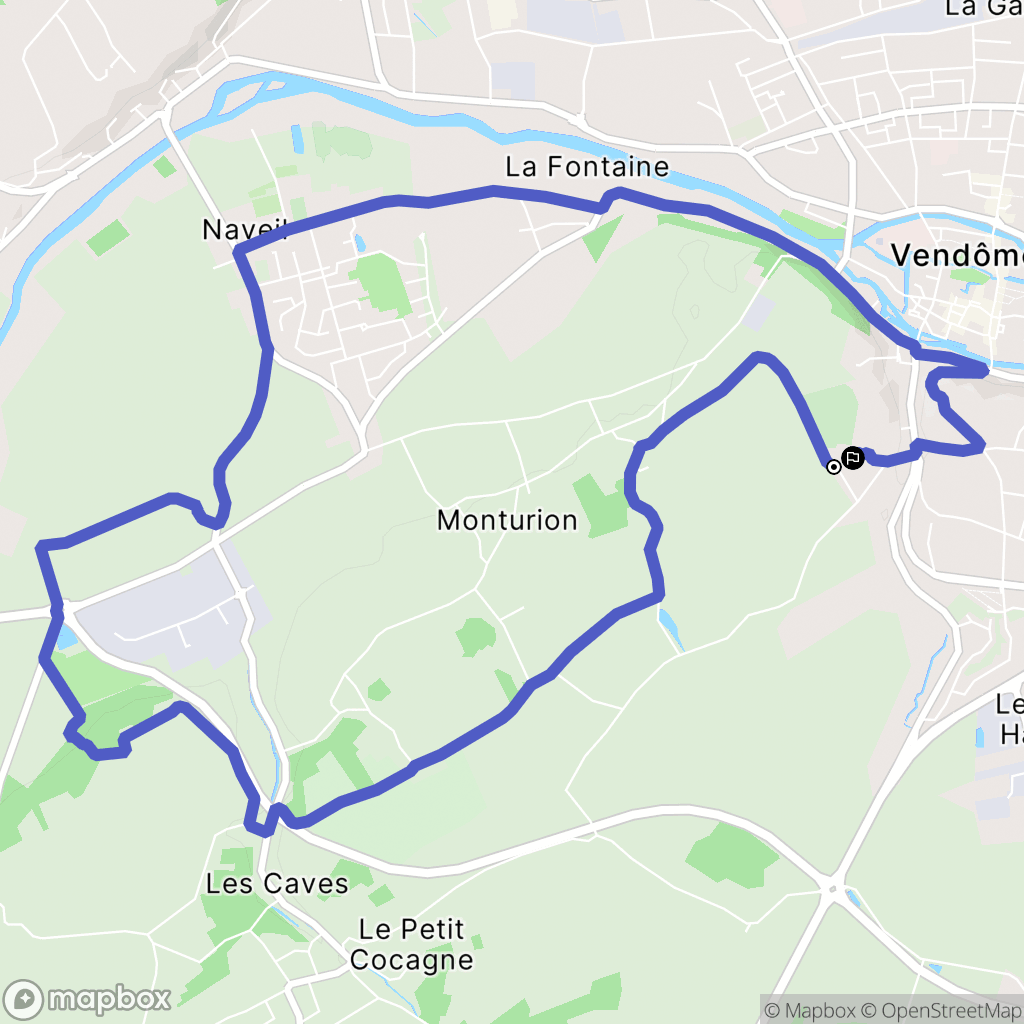 Vendôme : carte du parcours de randonnée - France