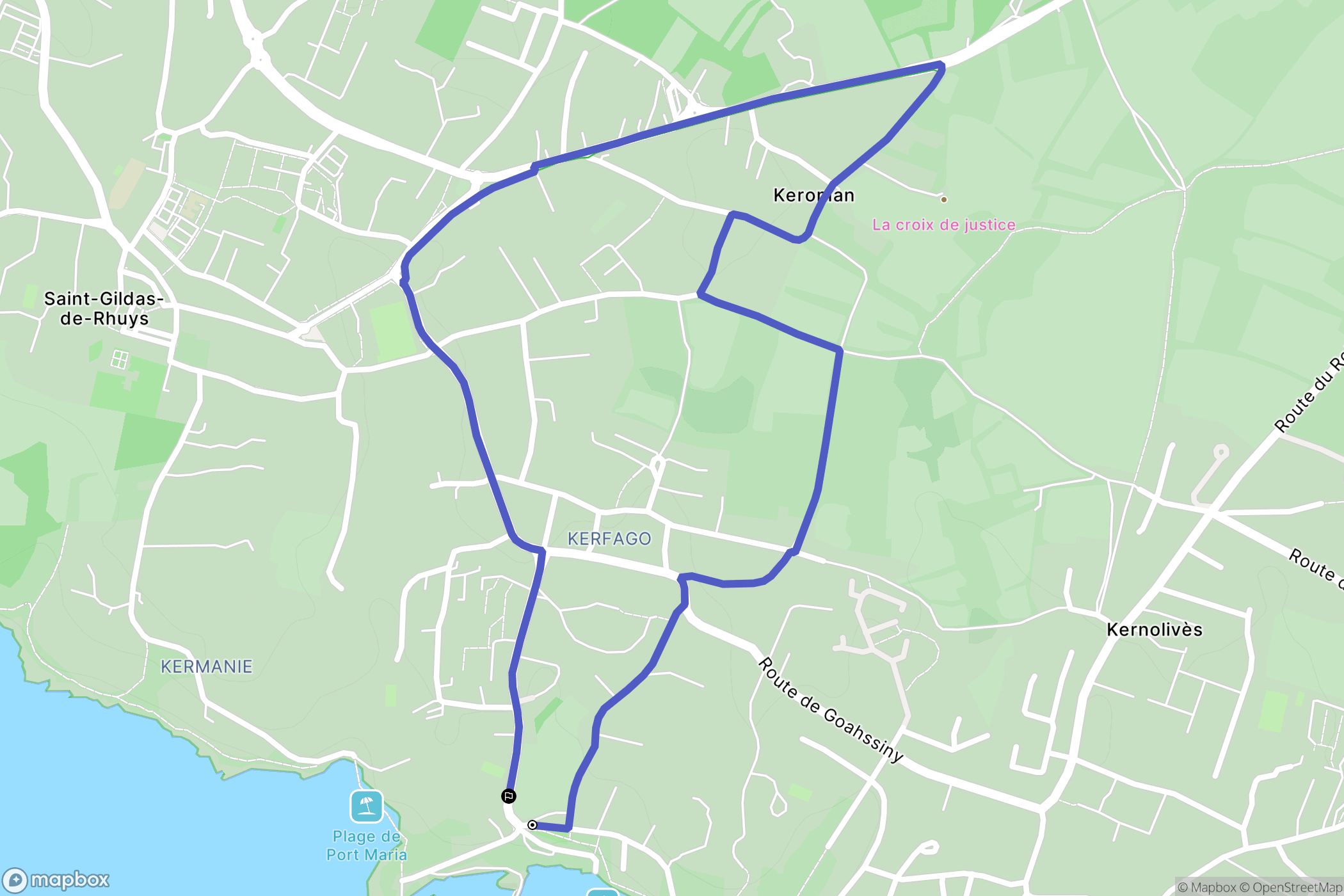 Saint-Gildas-de-Rhuys : carte du parcours de randonnée - France