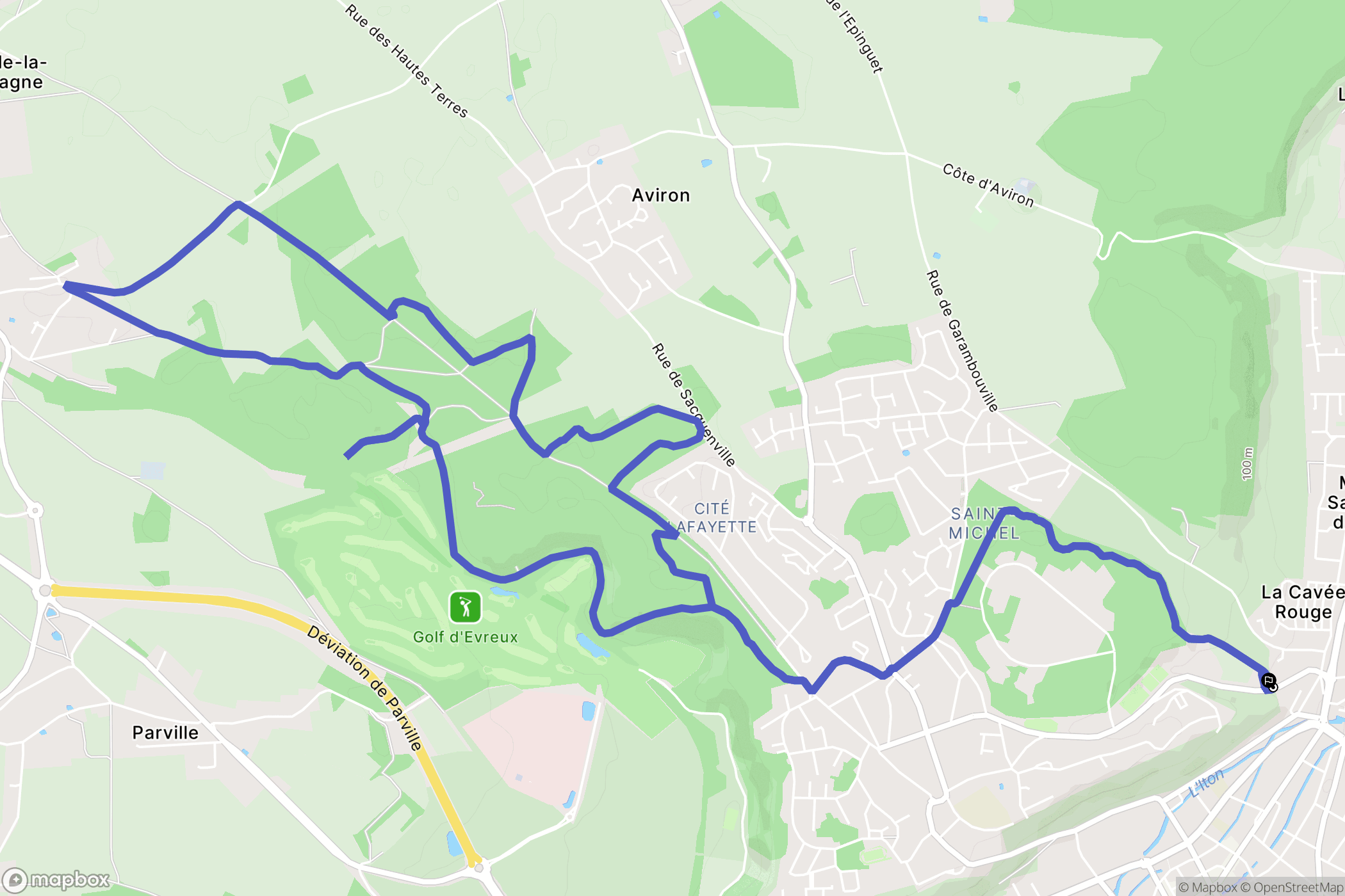 Évreux : carte du parcours de randonnée - France