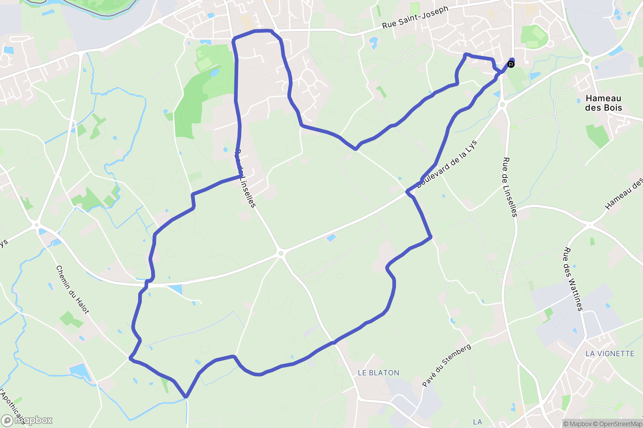 Bousbecque : carte du parcours de randonnée - France