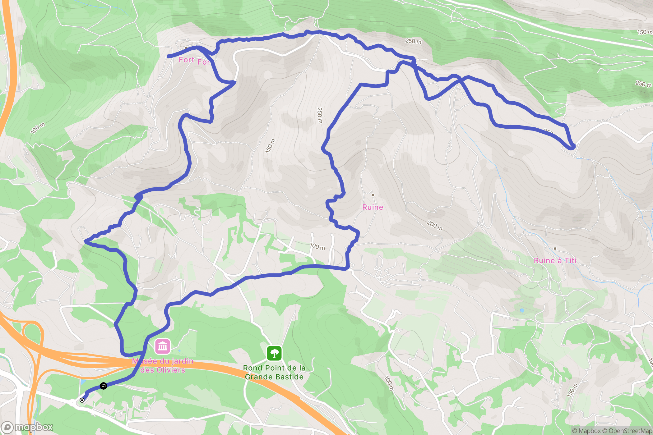 Sanary-sur-Mer : carte du parcours de randonnée - France