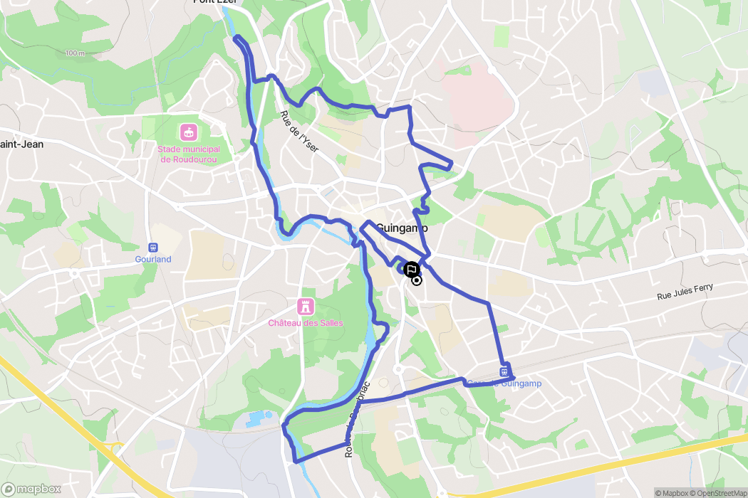 Guingamp : carte du parcours de randonnée - France