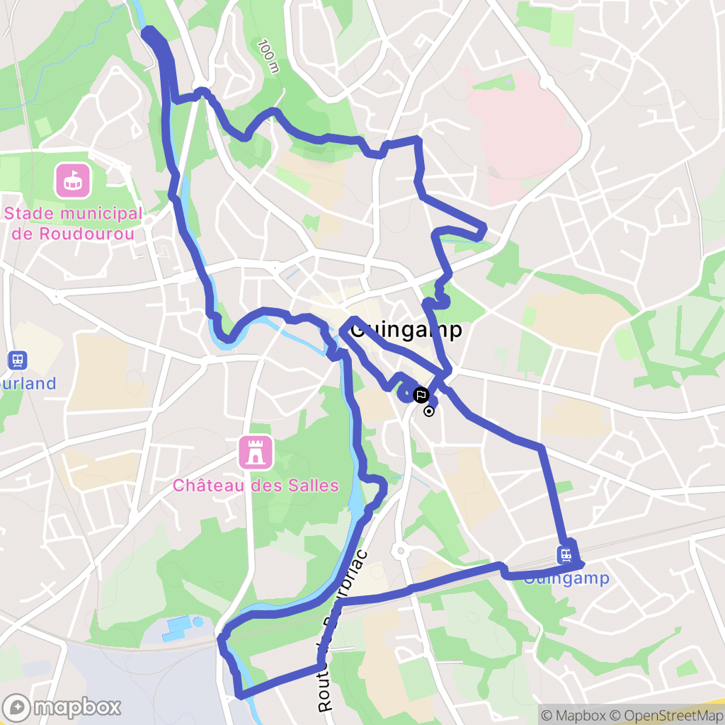 Guingamp : carte du parcours de randonnée - France