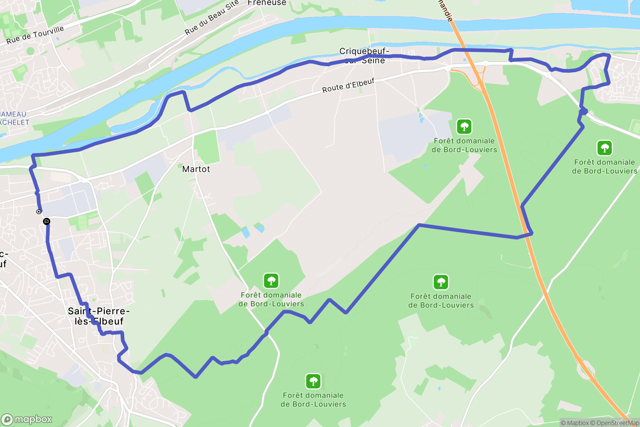 Caudebec-lès-Elbeuf : carte du parcours de randonnée - France