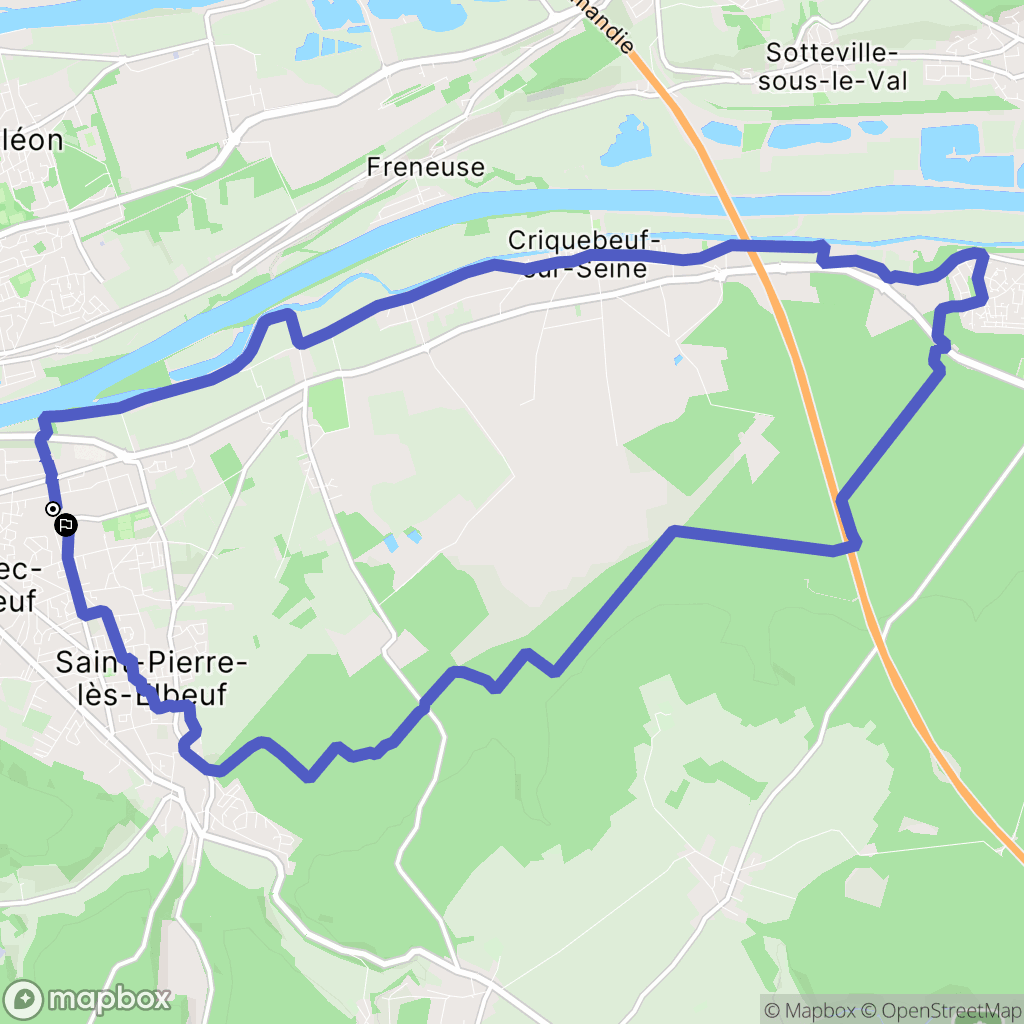 Caudebec-lès-Elbeuf : carte du parcours de randonnée - France