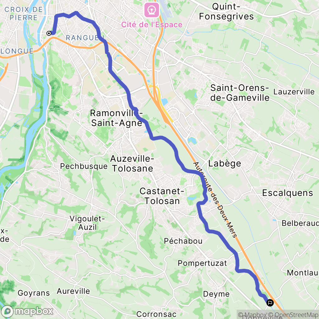 Toulouse : carte du parcours de randonnée - France
