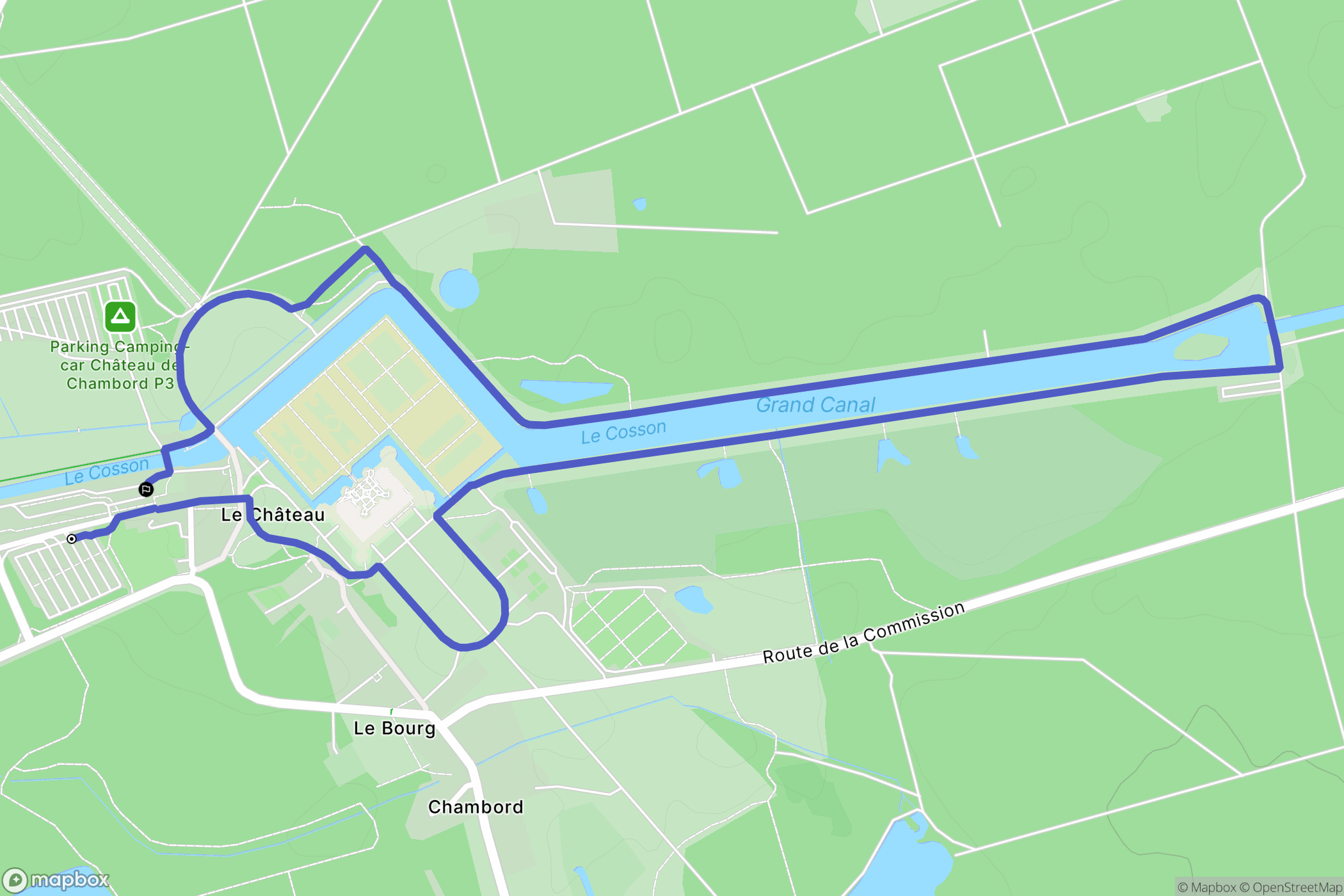 Chambord : carte du parcours de randonnée - France