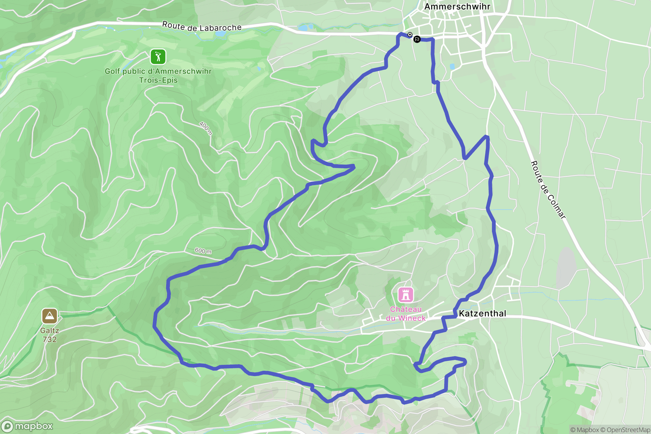 Ammerschwihr : carte du parcours de randonnée - France