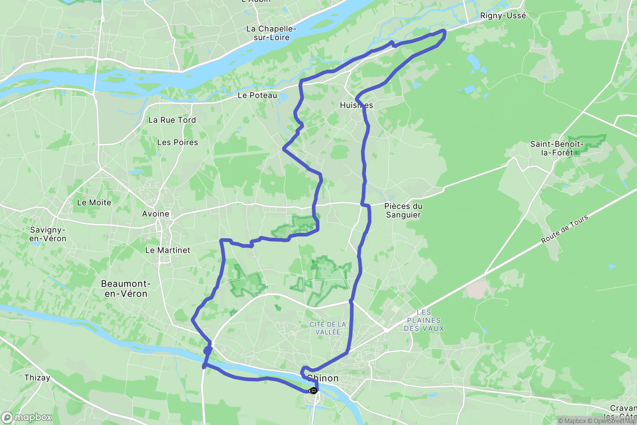 Chinon : carte du parcours de randonnée - France