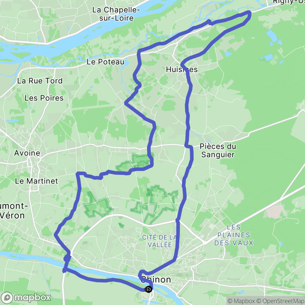 Chinon : carte du parcours de randonnée - France