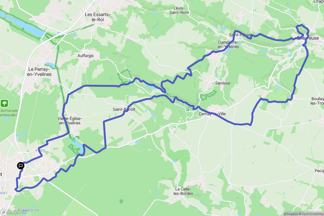 Rambouillet : carte du parcours de randonnée - France