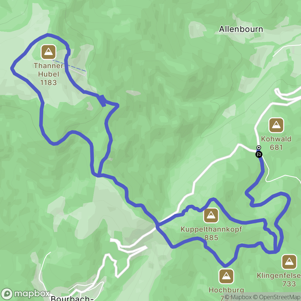 Bitschwiller-lès-Thann : carte du parcours de randonnée - France