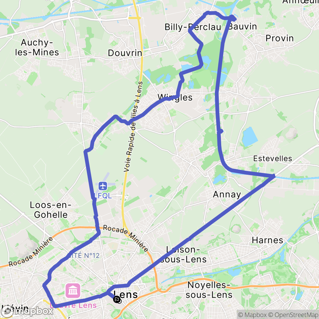 Lens : carte du parcours de randonnée - France