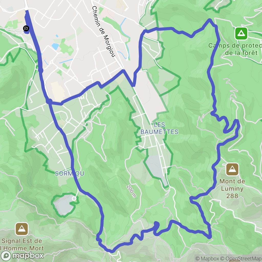Marseille : carte du parcours de randonnée - France