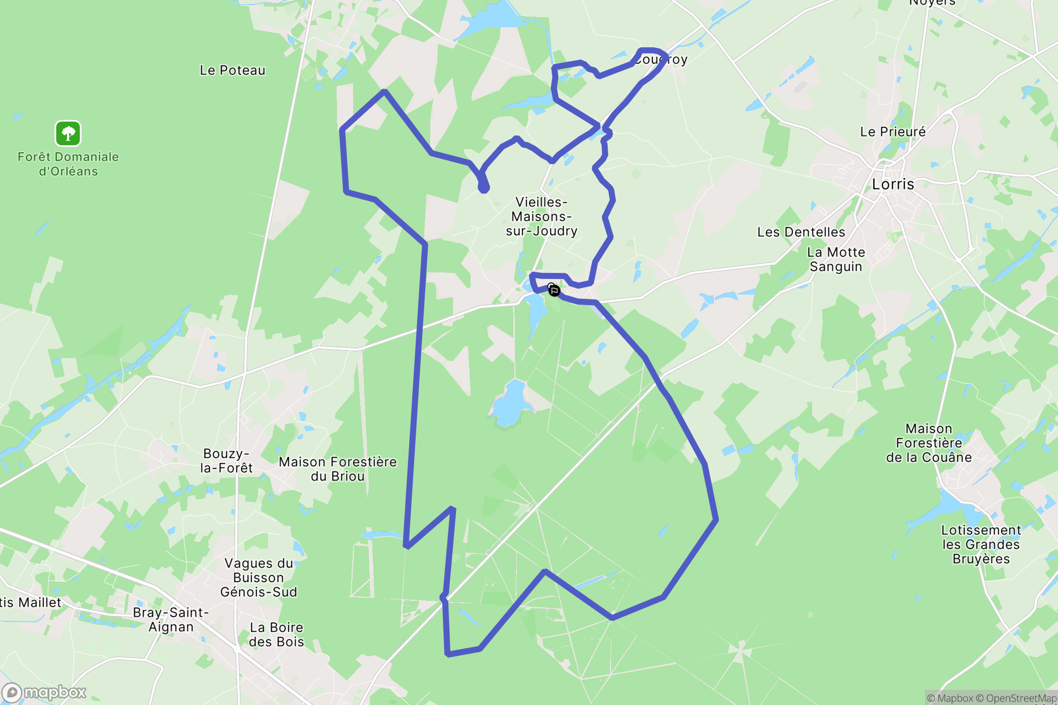 Vieilles-Maisons-sur-Joudry : carte du parcours de randonnée - France