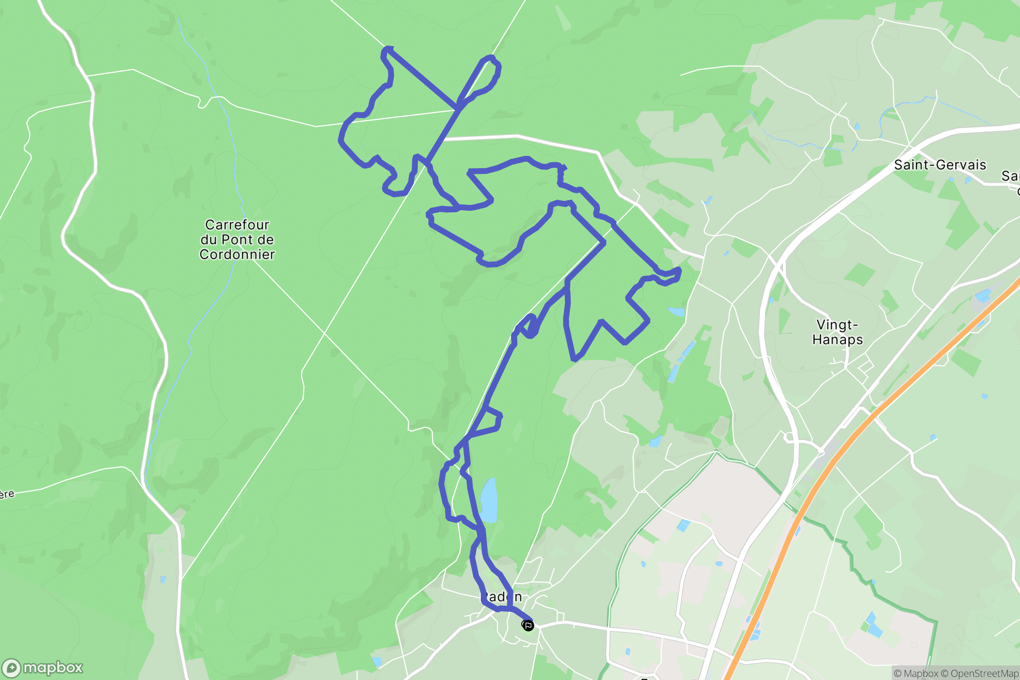 Écouves : carte du parcours de randonnée - France