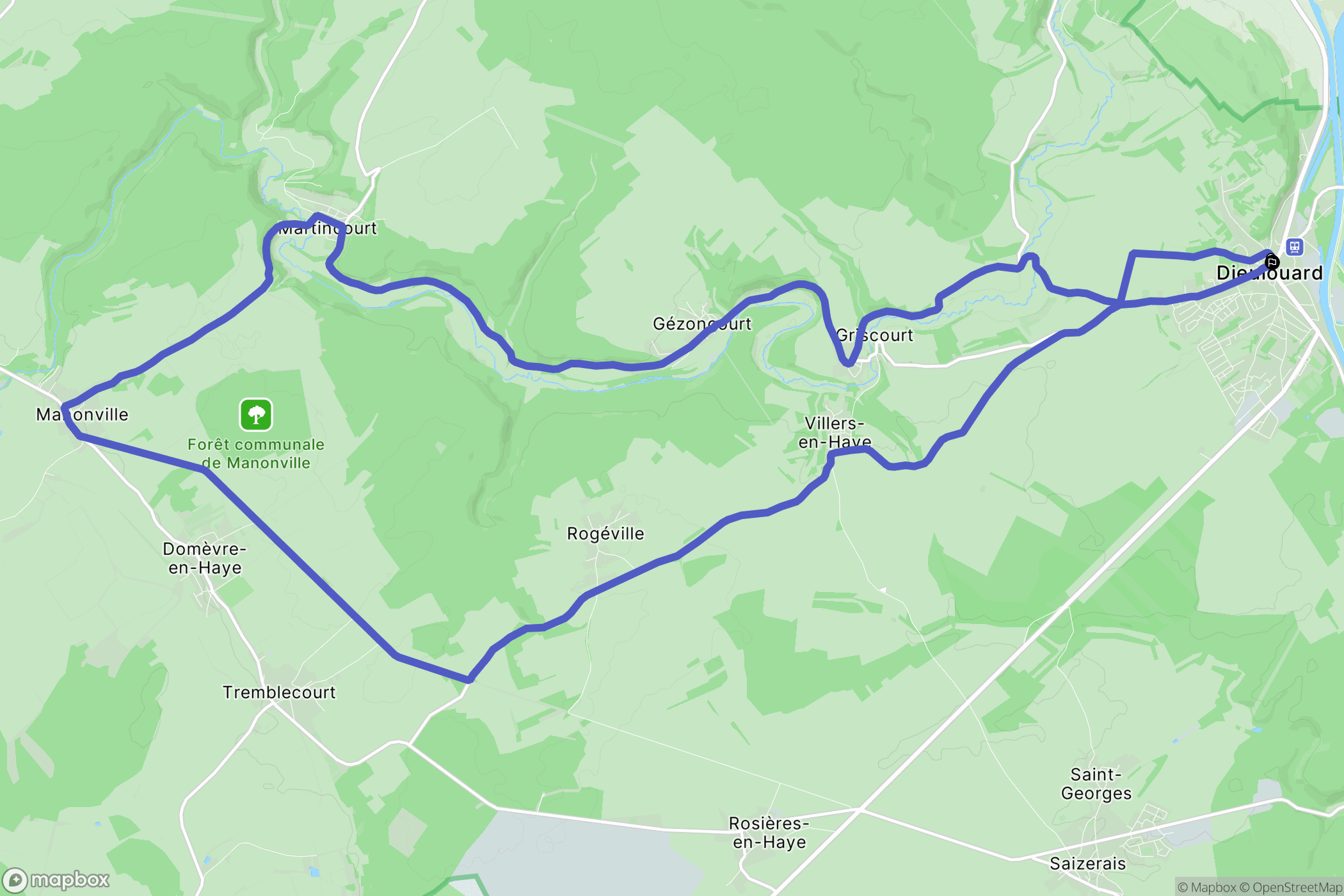 Dieulouard : carte du parcours de randonnée - France