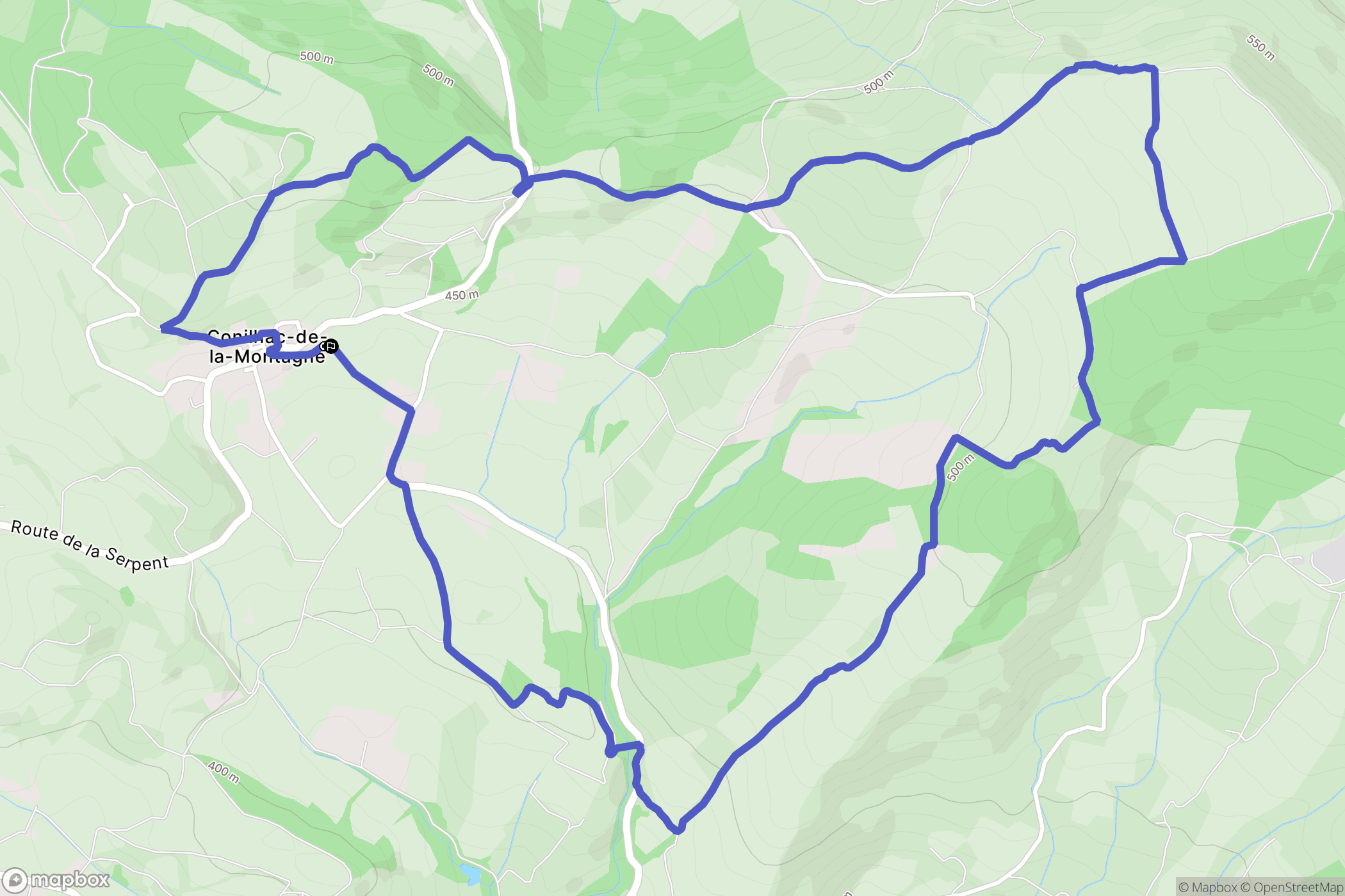 Roquetaillade-et-Conilhac : carte du parcours de randonnée - France