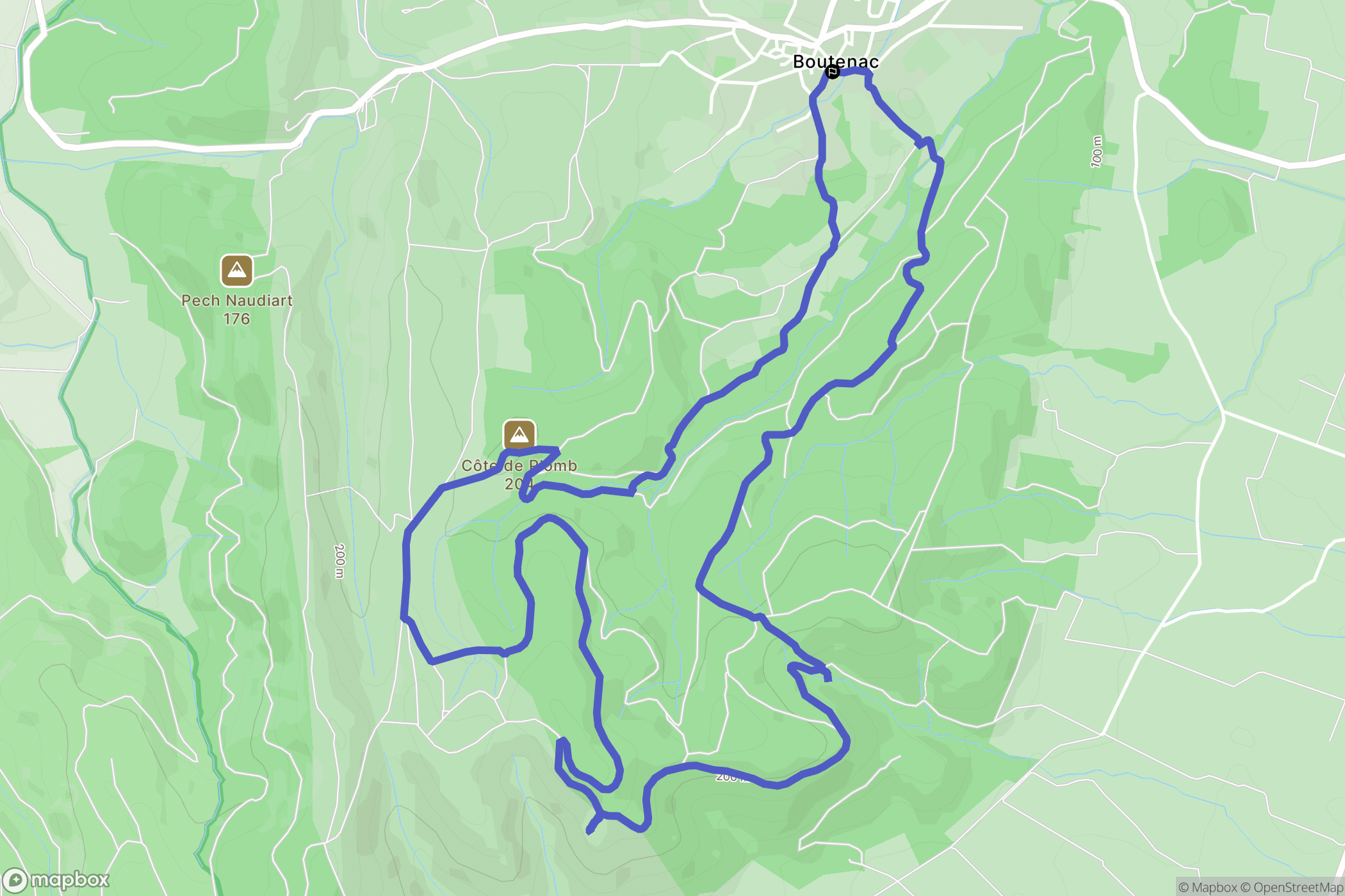 Boutenac : carte du parcours de randonnée - France