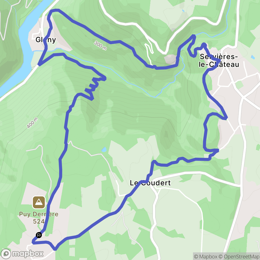 Servières-le-Château : carte du parcours de randonnée - France