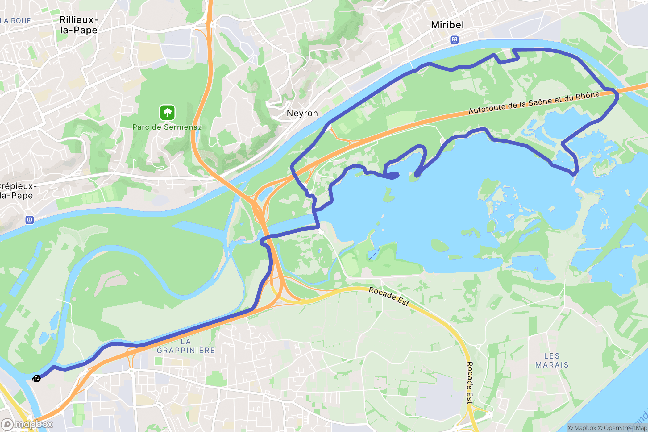 Villeurbanne : carte du parcours de randonnée - France