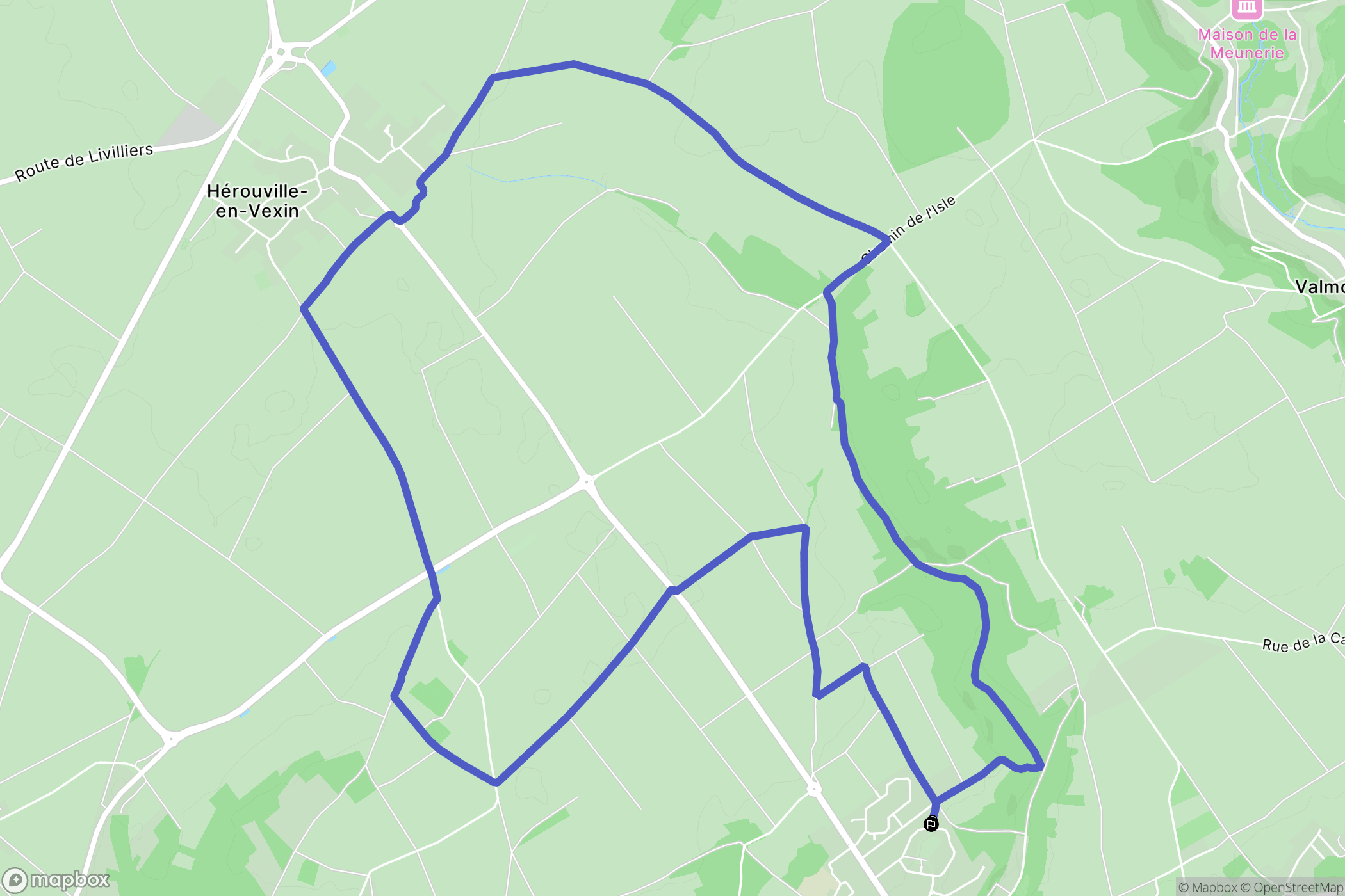 Auvers-sur-Oise : carte du parcours de randonnée - France