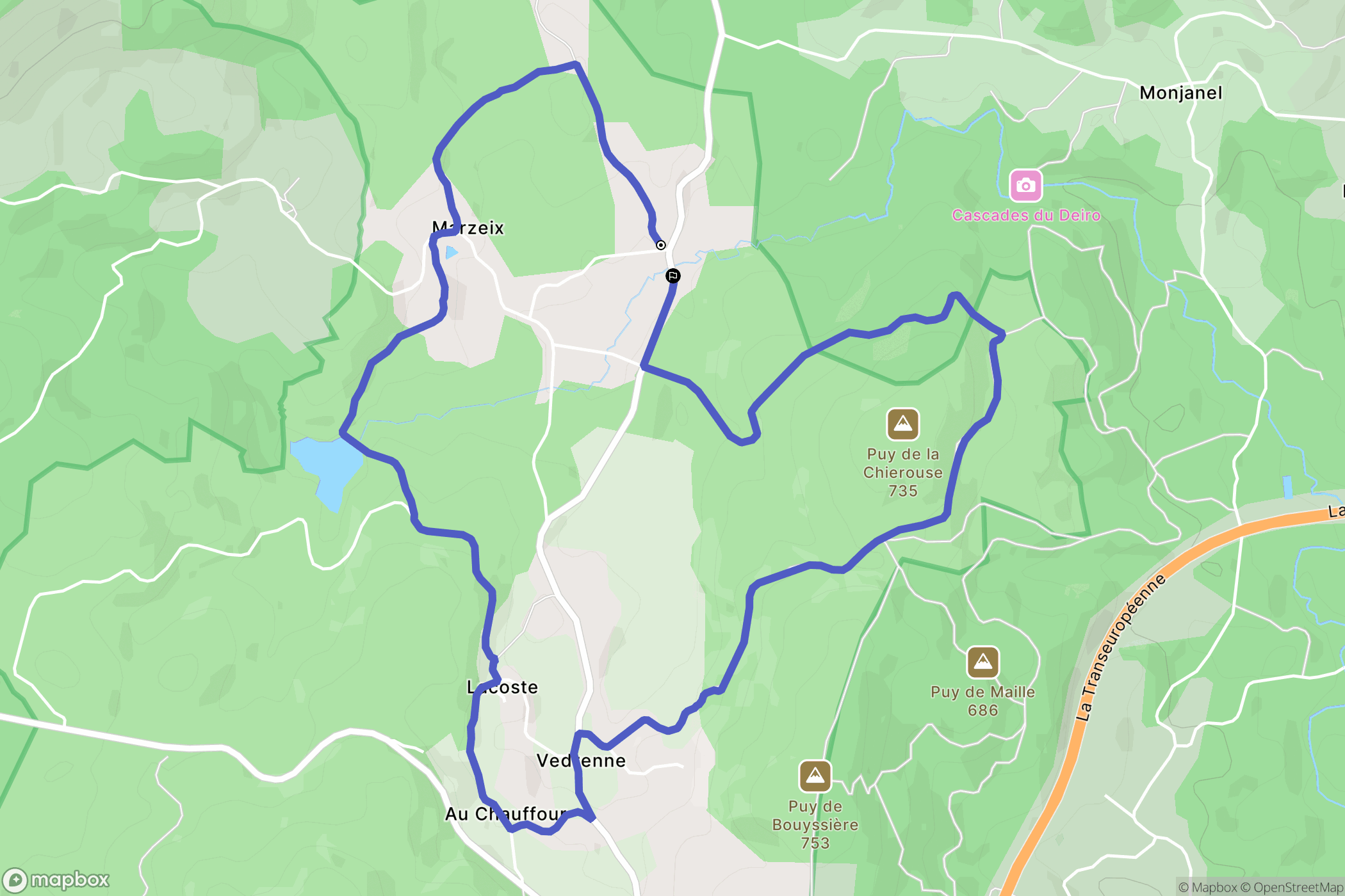 Égletons : carte du parcours de randonnée - France